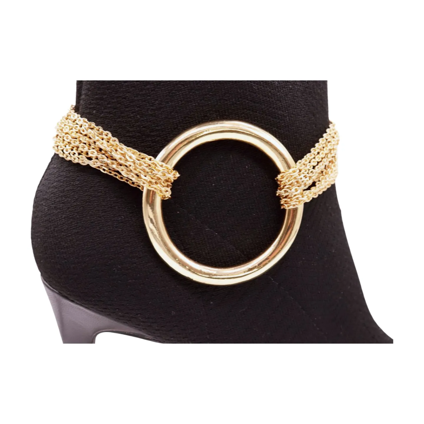 Gold Metal Chain Boot Bracelet Shoe Circle Ring Charm