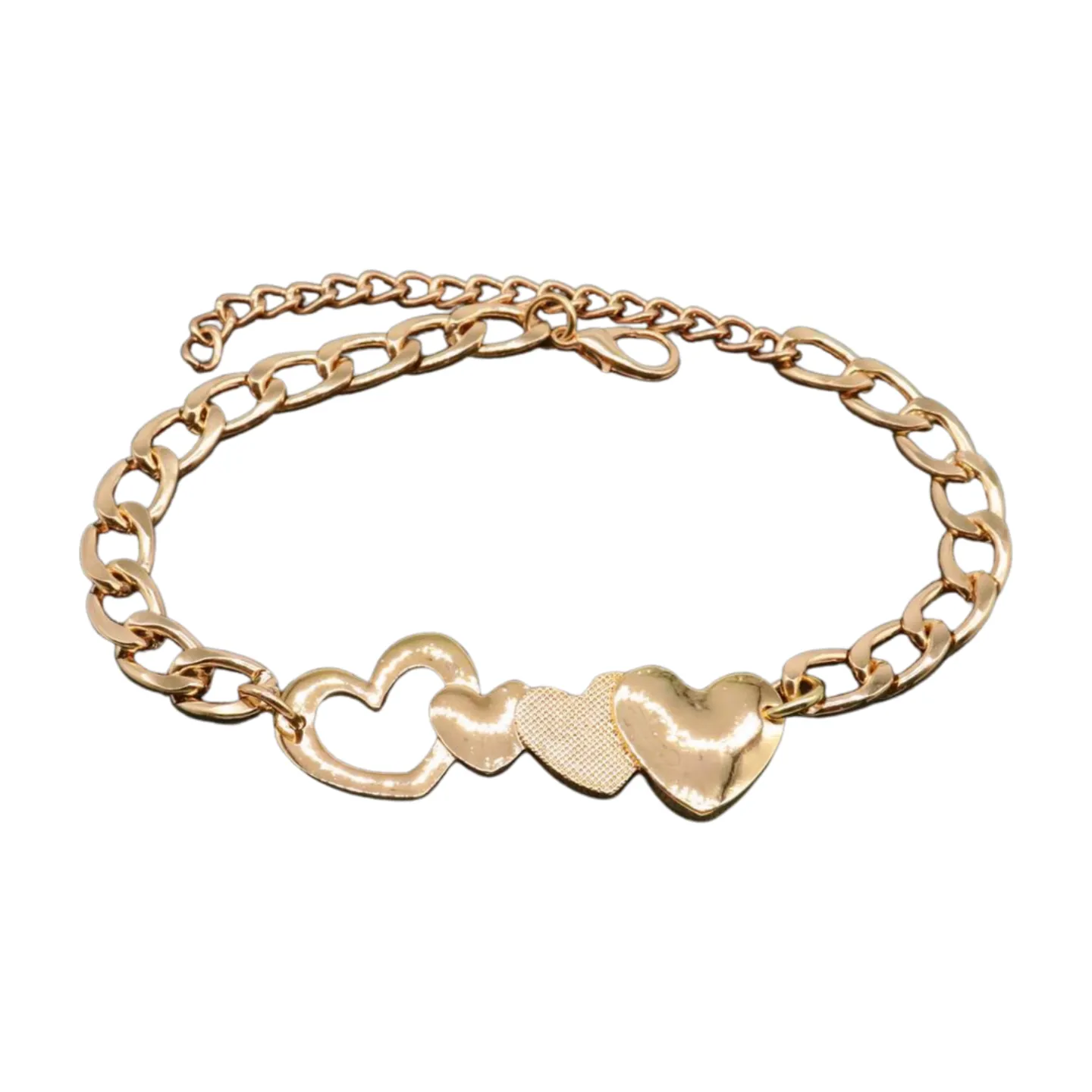 Gold Metal Chain Boot Bracelet Shoe Gold Heart Charm