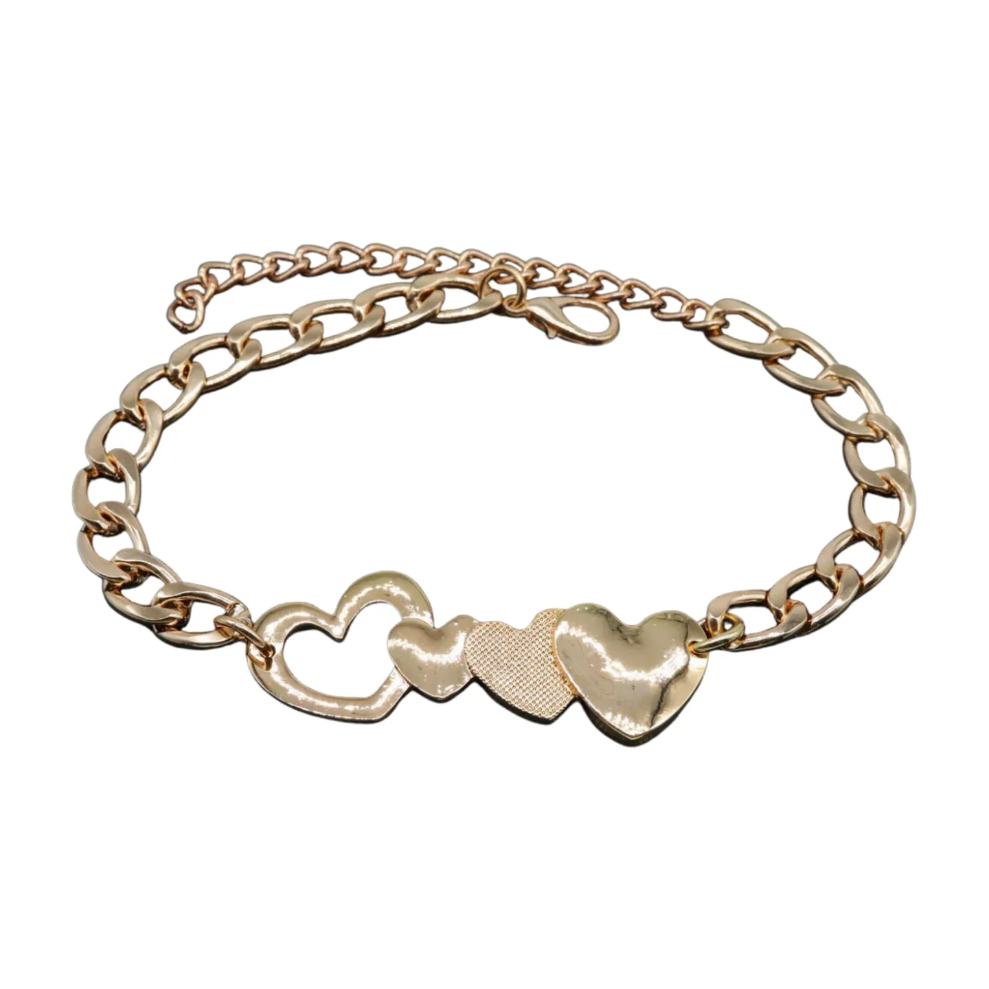 Gold Metal Chain Boot Bracelet Shoe Gold Heart Charm