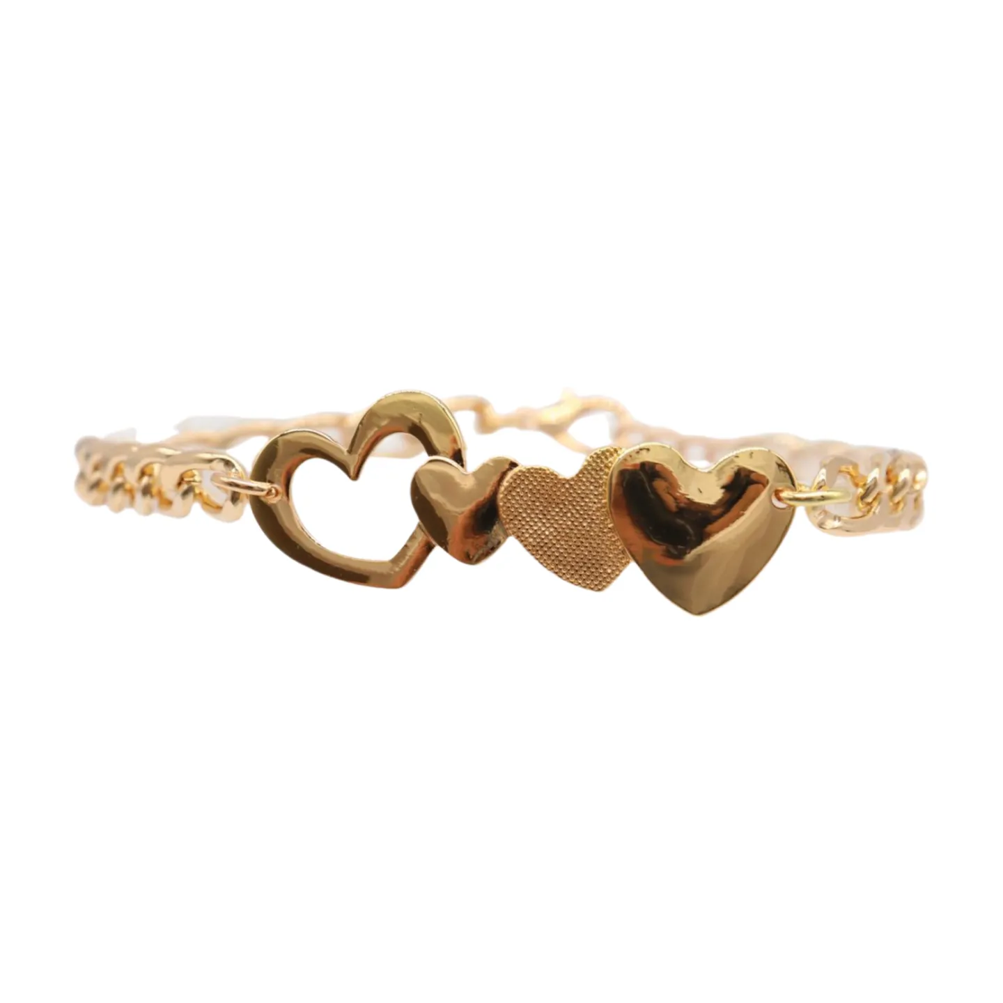 Gold Metal Chain Boot Bracelet Shoe Gold Heart Charm