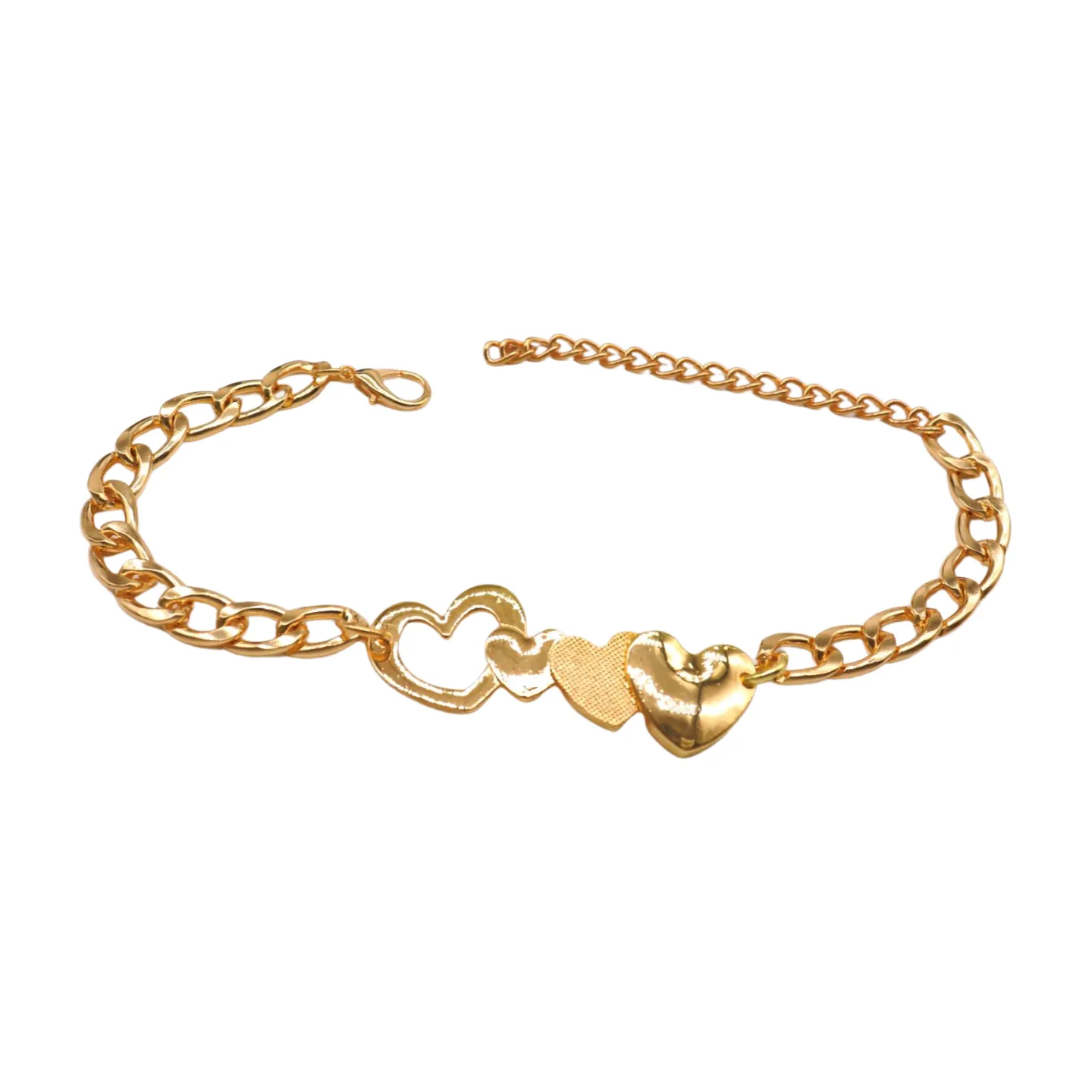 Gold Metal Chain Boot Bracelet Shoe Gold Heart Charm