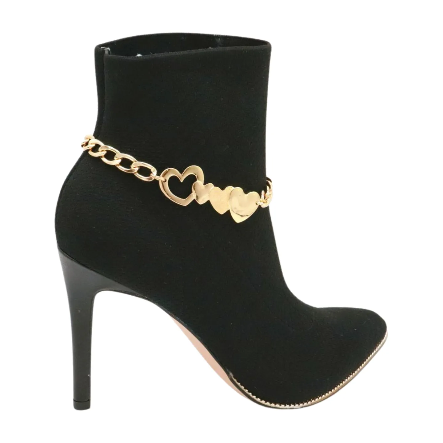 Gold Metal Chain Boot Bracelet Shoe Gold Heart Charm