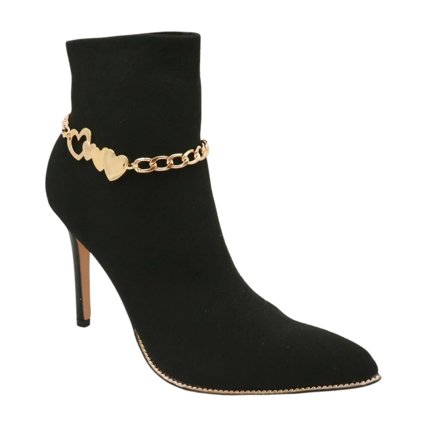 Gold Metal Chain Boot Bracelet Shoe Gold Heart Charm