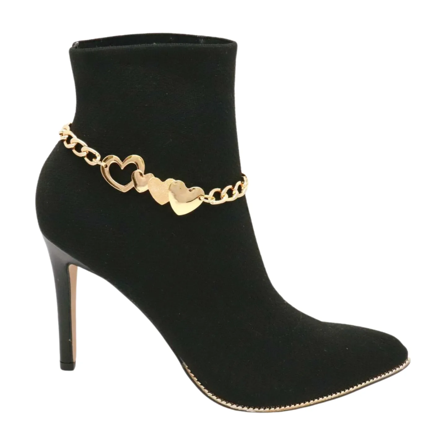 Gold Metal Chain Boot Bracelet Shoe Gold Heart Charm