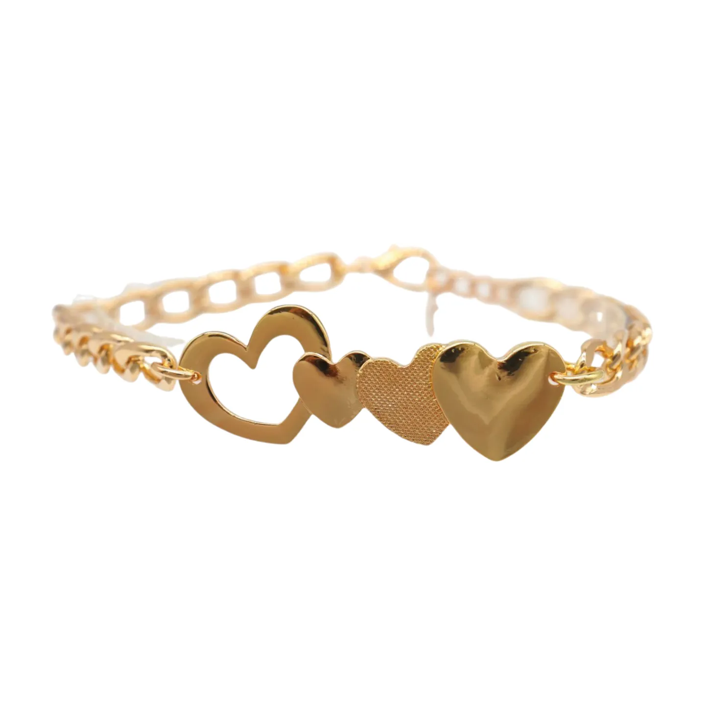 Gold Metal Chain Boot Bracelet Shoe Gold Heart Charm