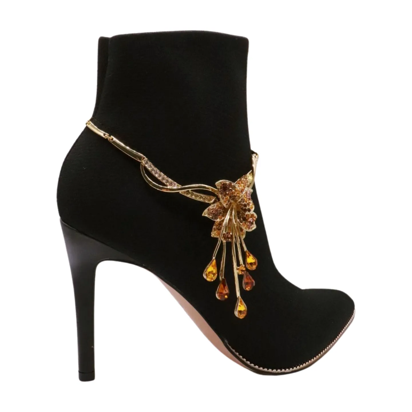 Gold Metal Chain Boot Bracelet Shoe Lily Flower Charm