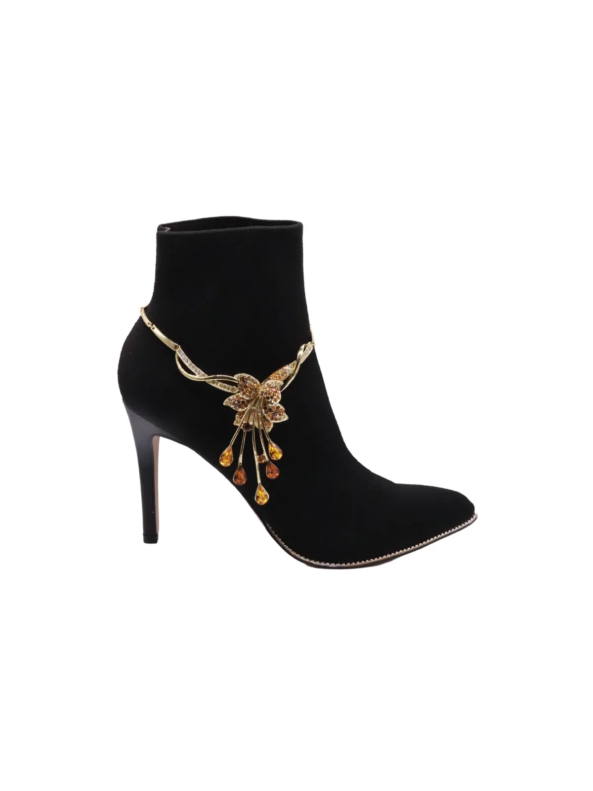 Gold Metal Chain Boot Bracelet Shoe Lily Flower Charm