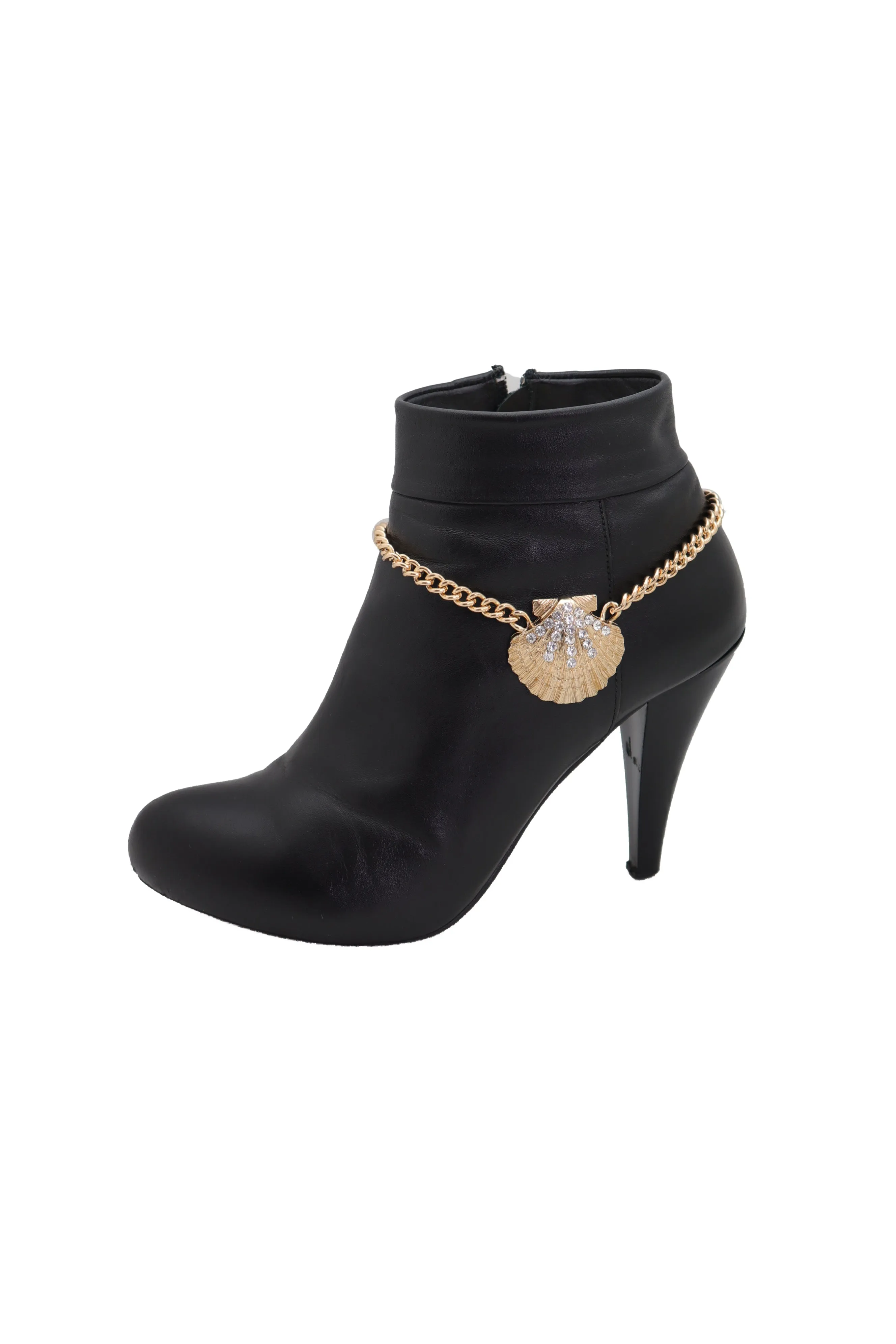 Gold Metal Chain Western Boot Bracelet Shoe Anklet Bling Seashell Charm