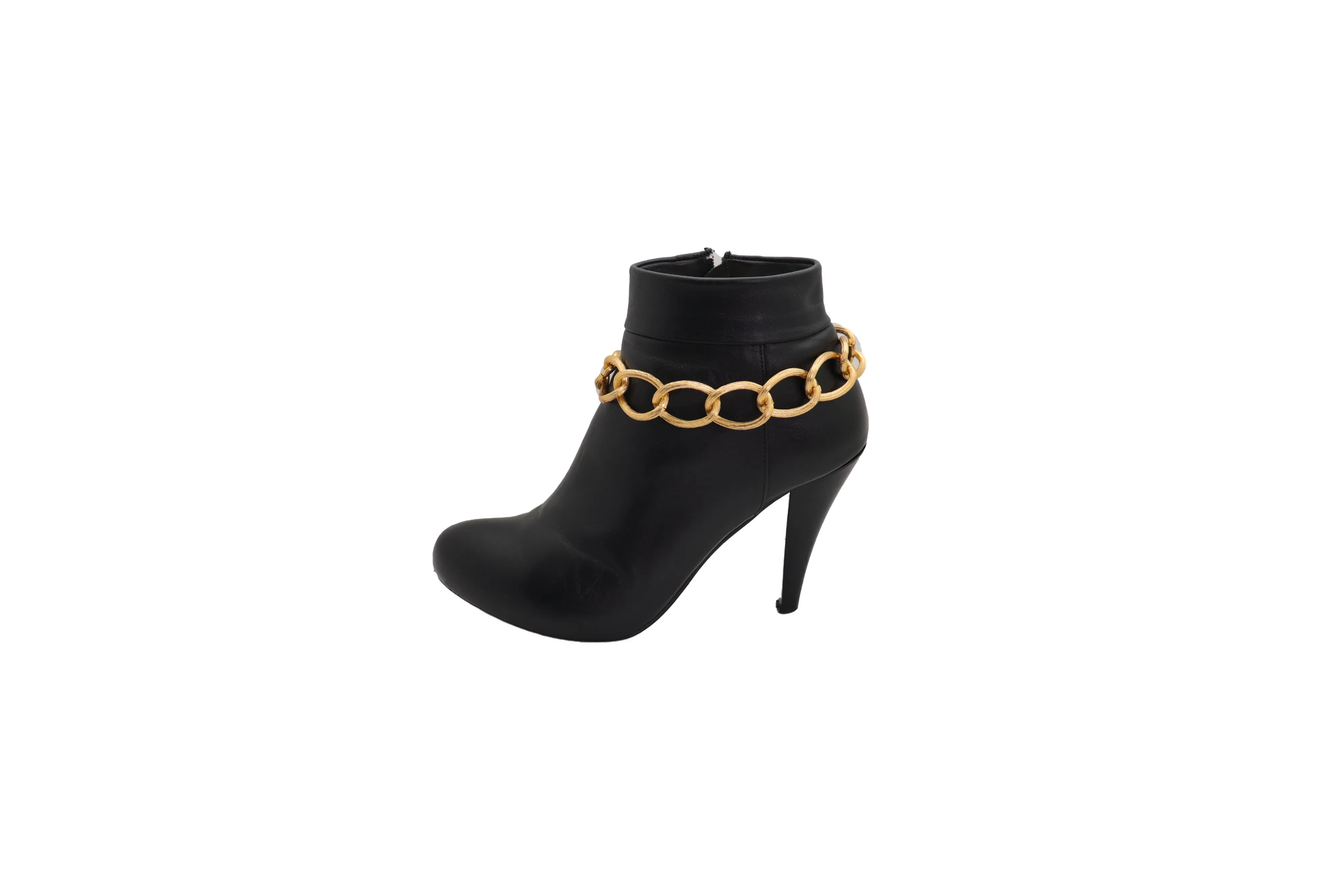 Gold Metal Textured Chain Chunky Links Boot Bracelet Shoe