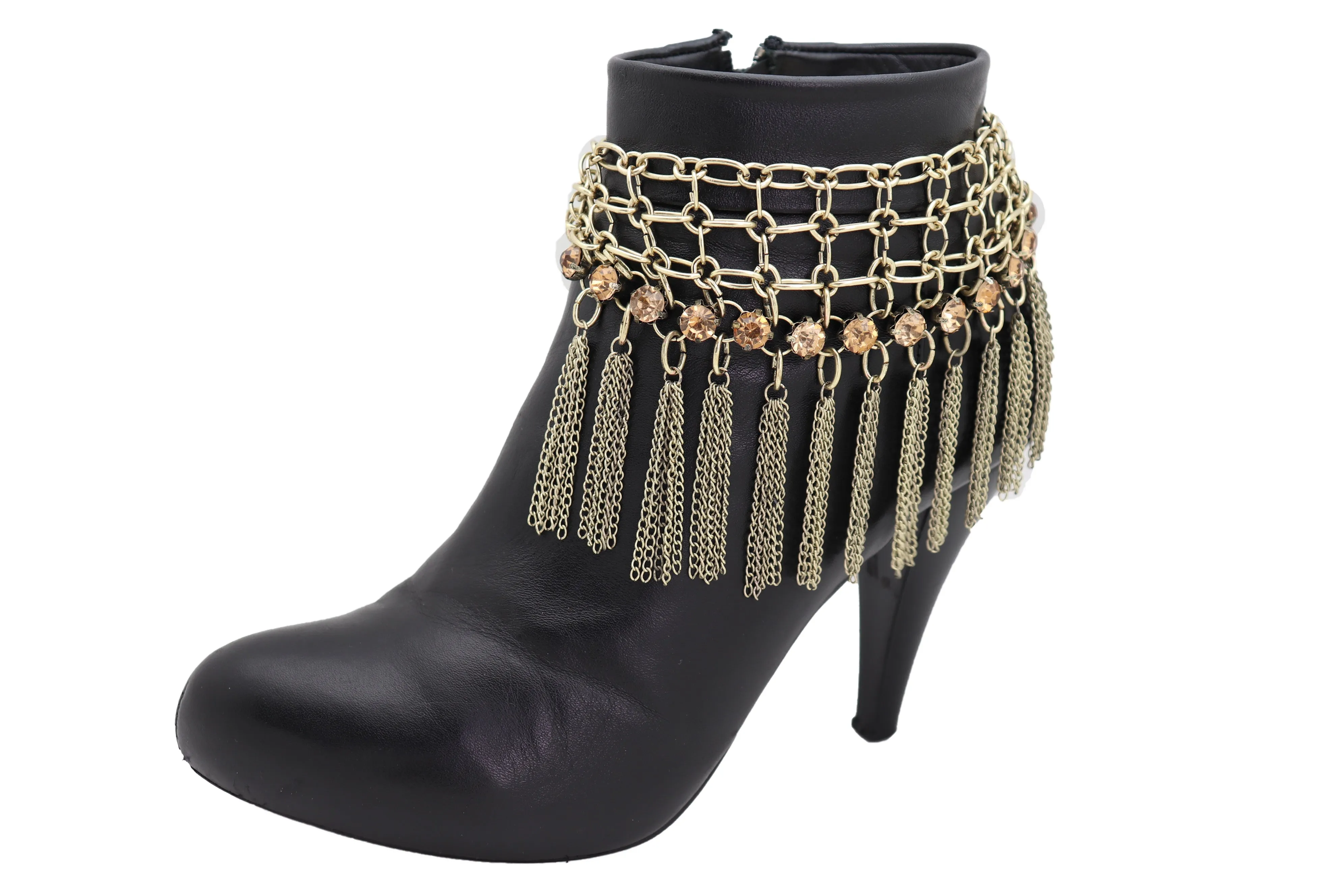 Gold Tassel Web Bling Western Style Boot Band Bracelet