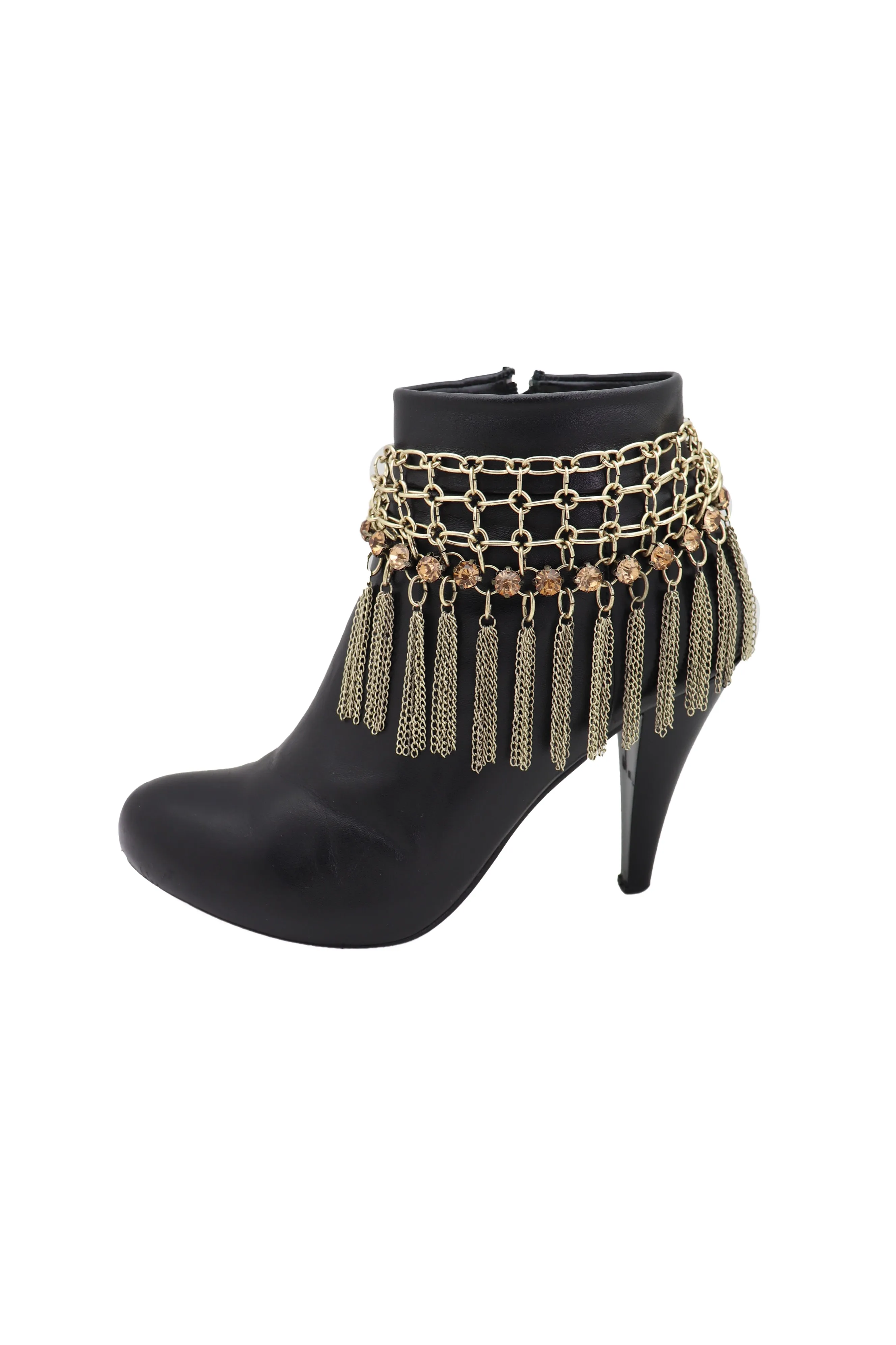 Gold Tassel Web Bling Western Style Boot Band Bracelet