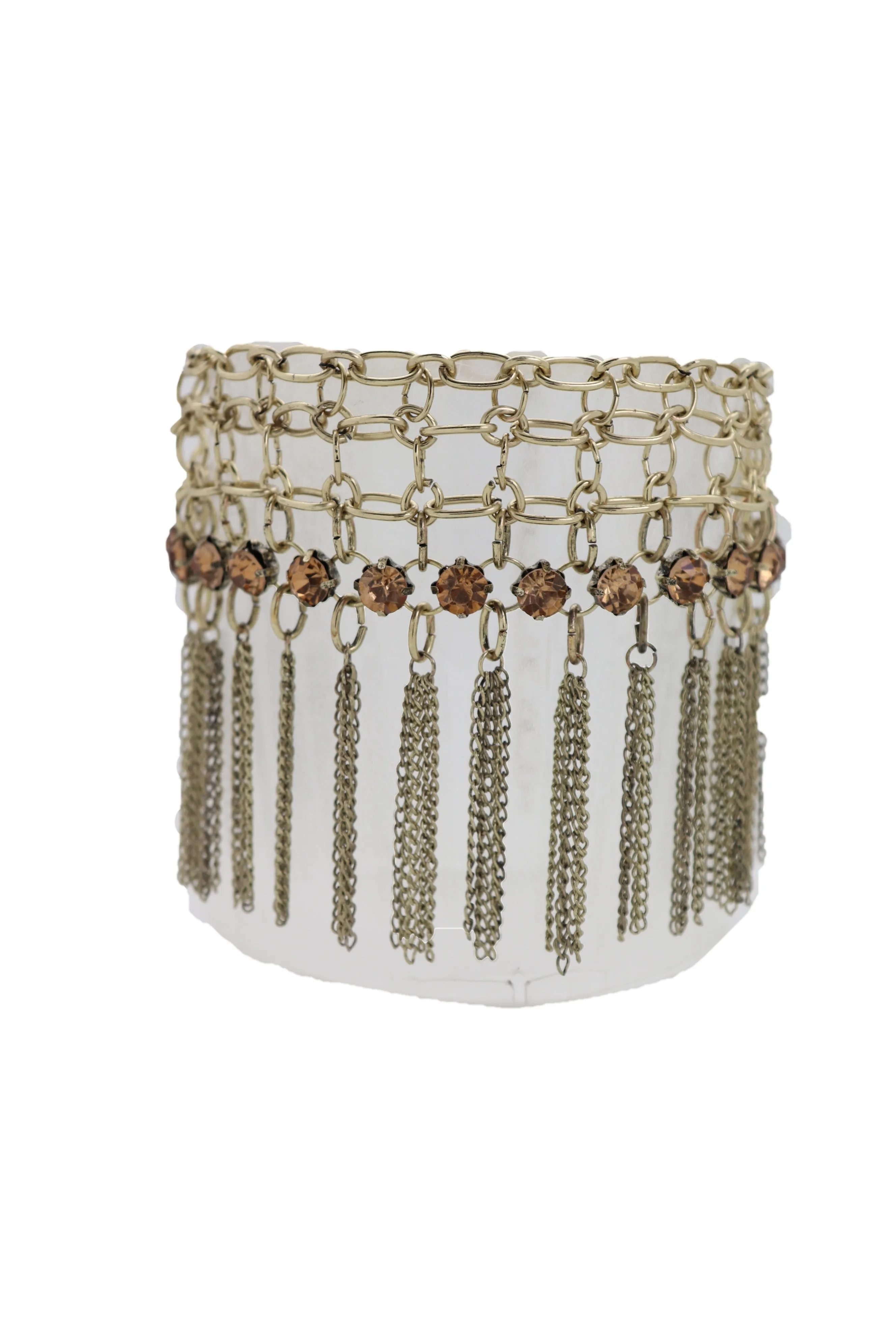 Gold Tassel Web Bling Western Style Boot Band Bracelet