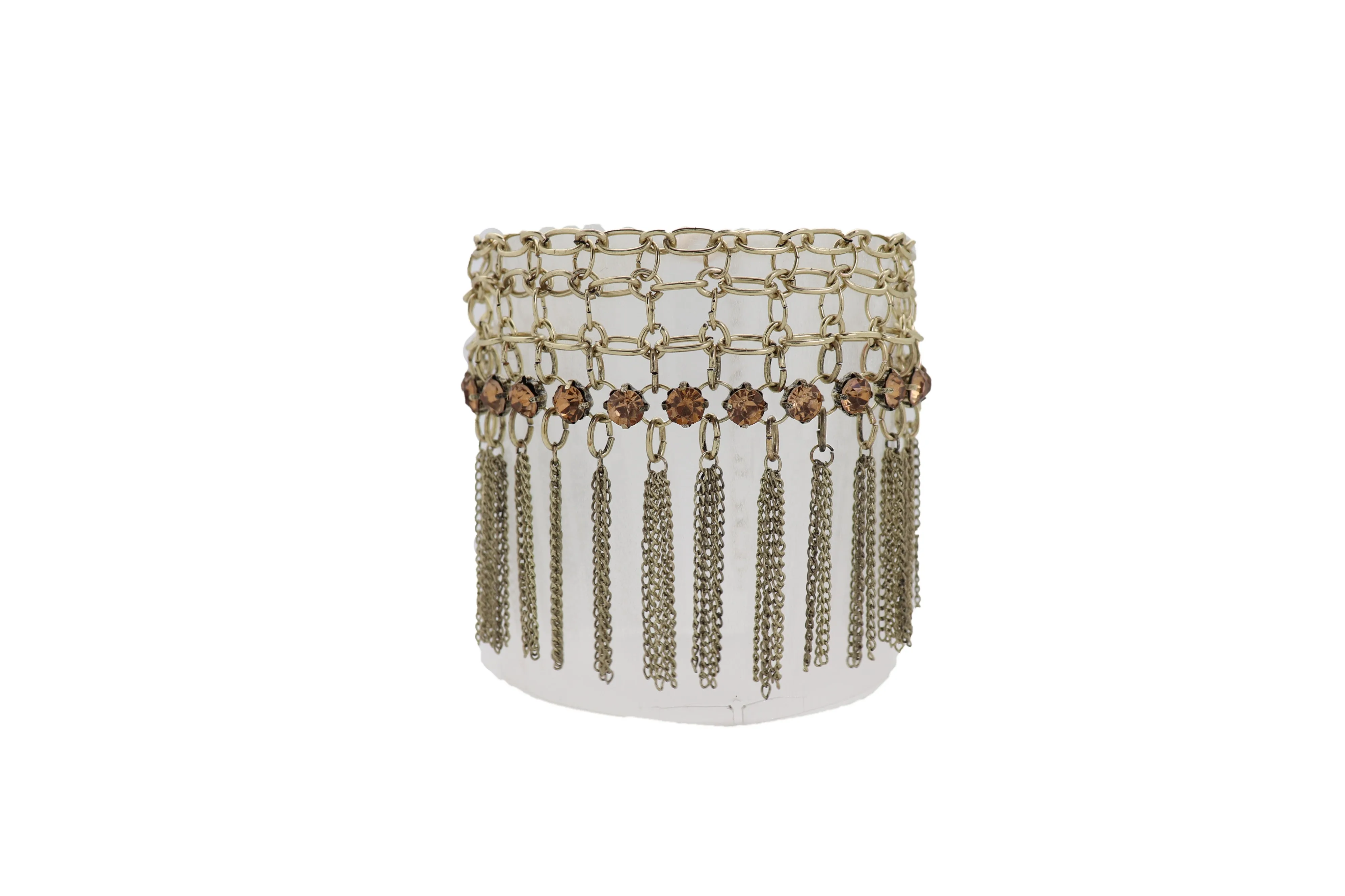 Gold Tassel Web Bling Western Style Boot Band Bracelet