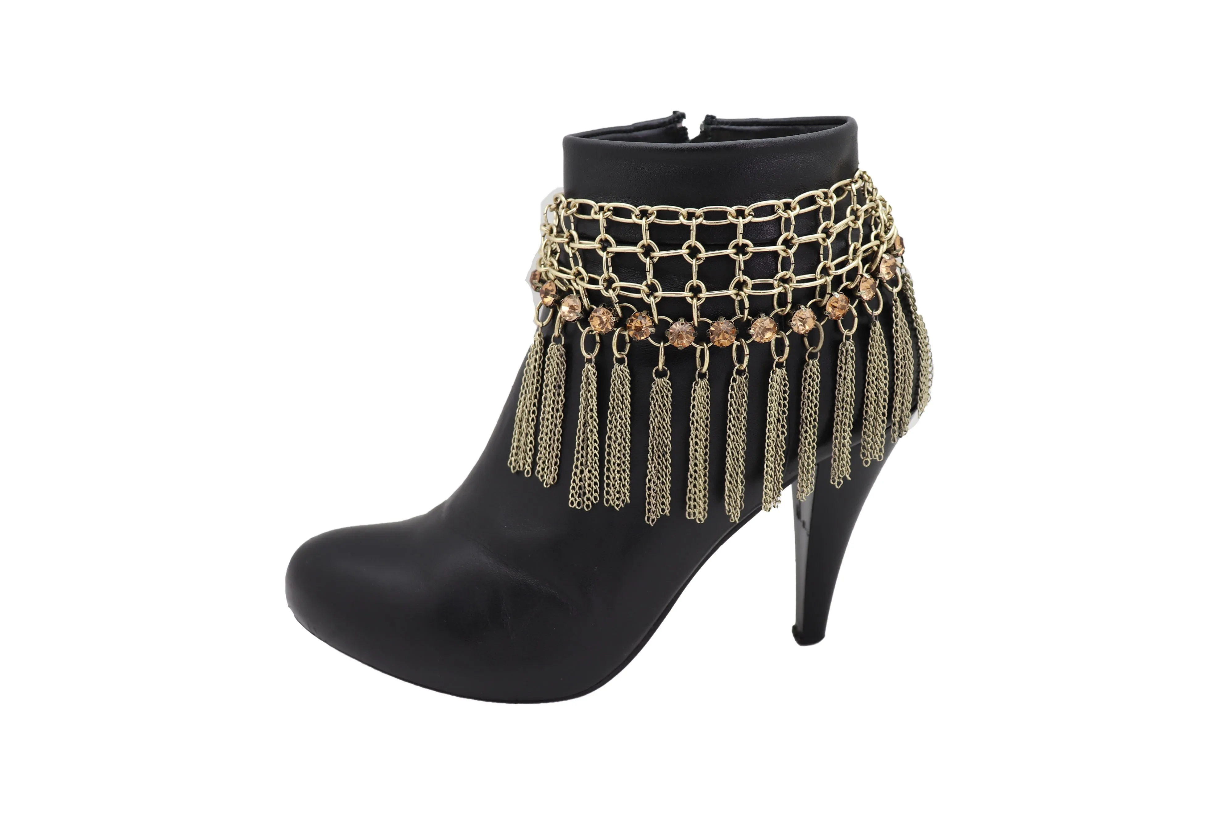 Gold Tassel Web Bling Western Style Boot Band Bracelet