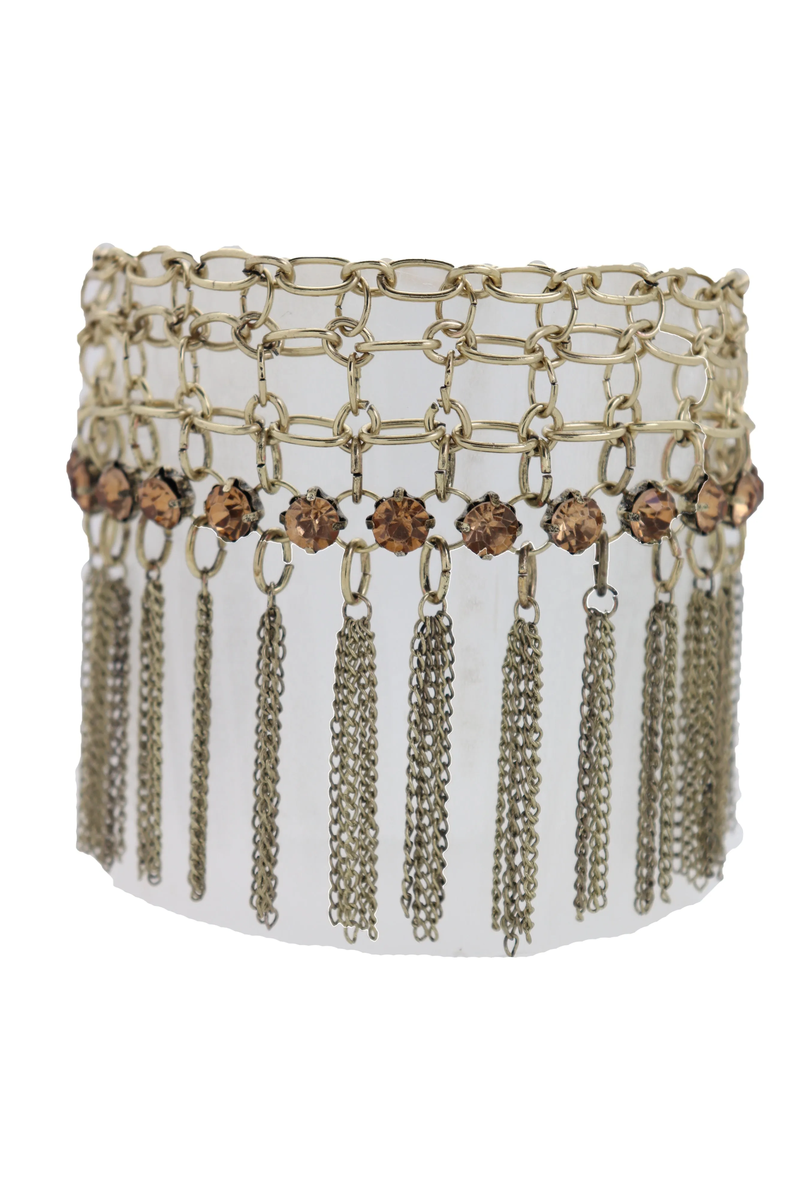 Gold Tassel Web Bling Western Style Boot Band Bracelet