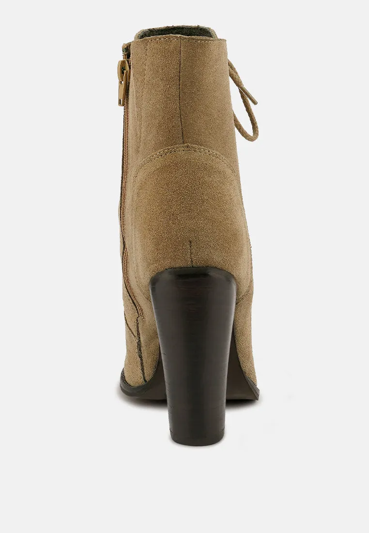 GOOSE-FEATHER Antique Beige High Heeled Ankle Boot