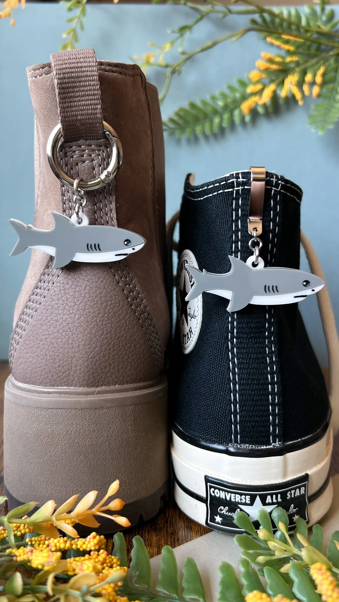 Great White Shark Shoe Accessory | Pull Loop Boot Charm, Shoe Charm, High Top Sneaker Clip or Boot Clip, Acrylic Shoe Keychain