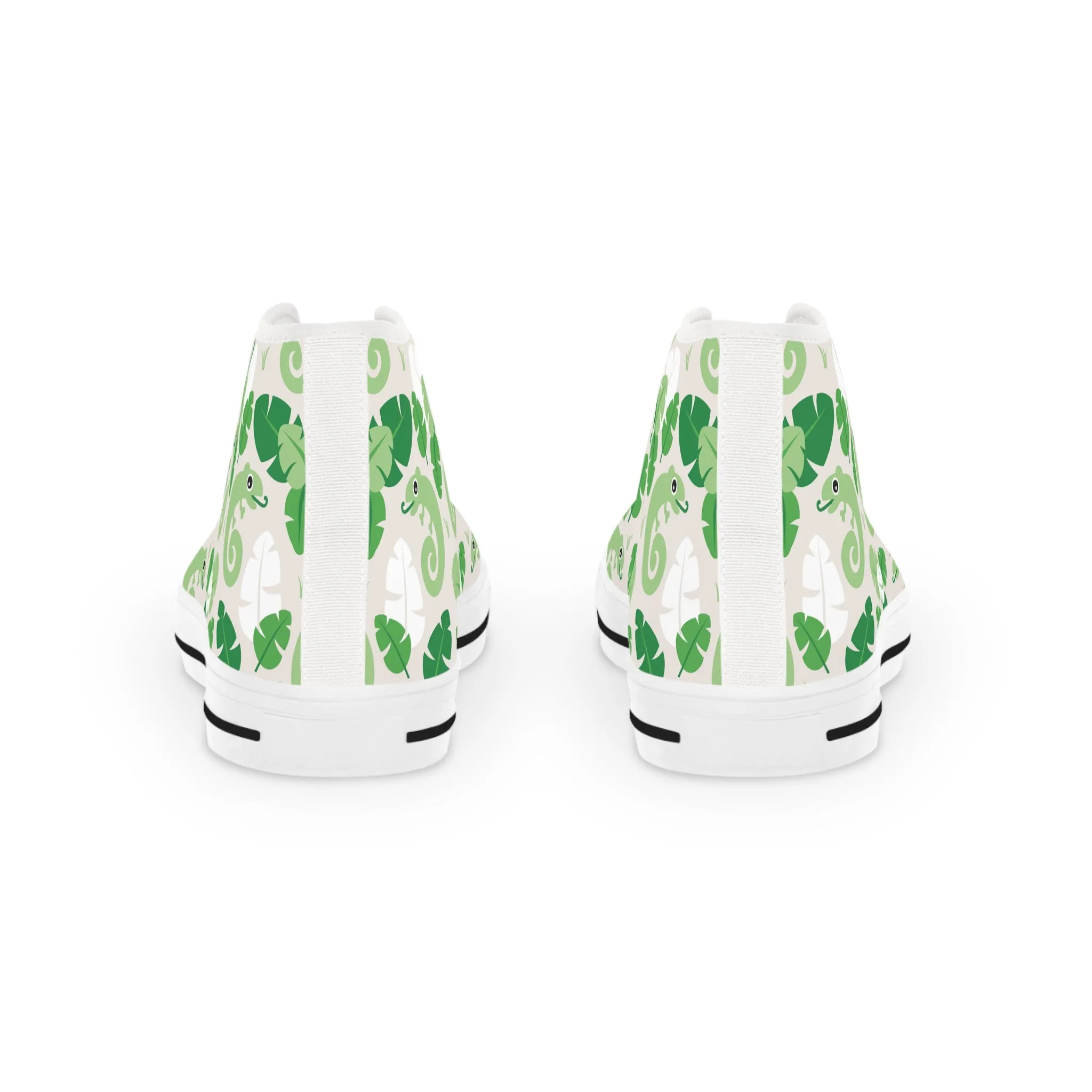 Green Leaf and Lizard Men's High Top Sneakers