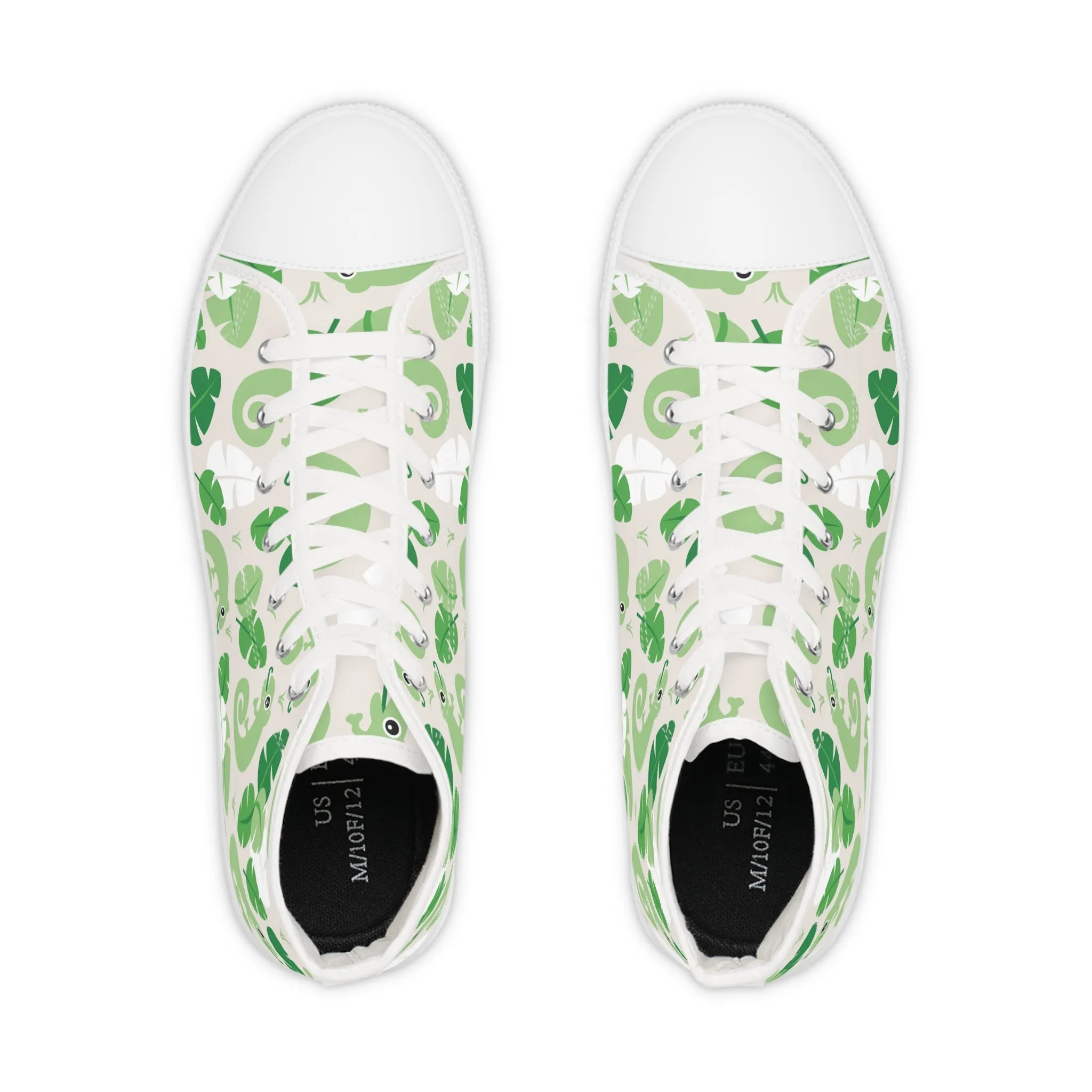 Green Leaf and Lizard Men's High Top Sneakers