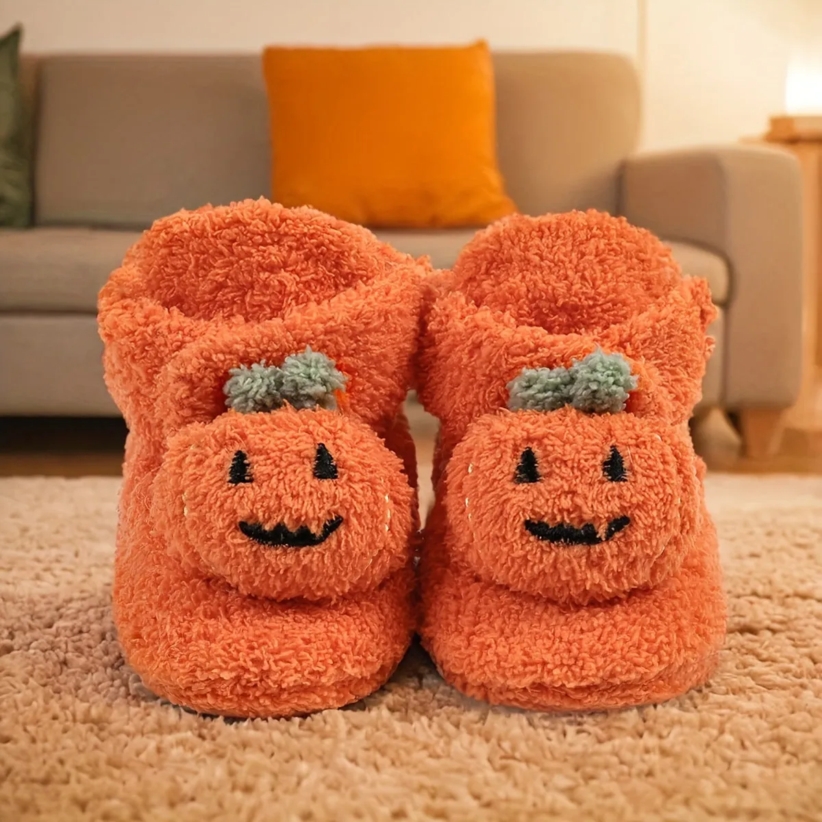 Halloween Pumpkin Baby Boots Soft Bottom Warm Cotton Shoes Cotton Boots Baby Shoes 0-18 Months