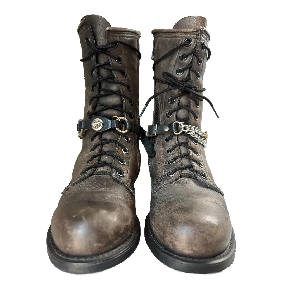 HARLEY-DAVIDSON Vintage Lace Up Zip Combat Moto Biker Ankle Boots