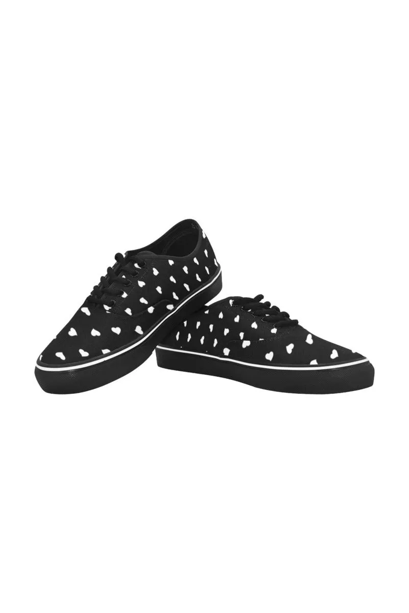 Heart Printed Classic Women's Canvas Low Top Shoes (Model E001-4)