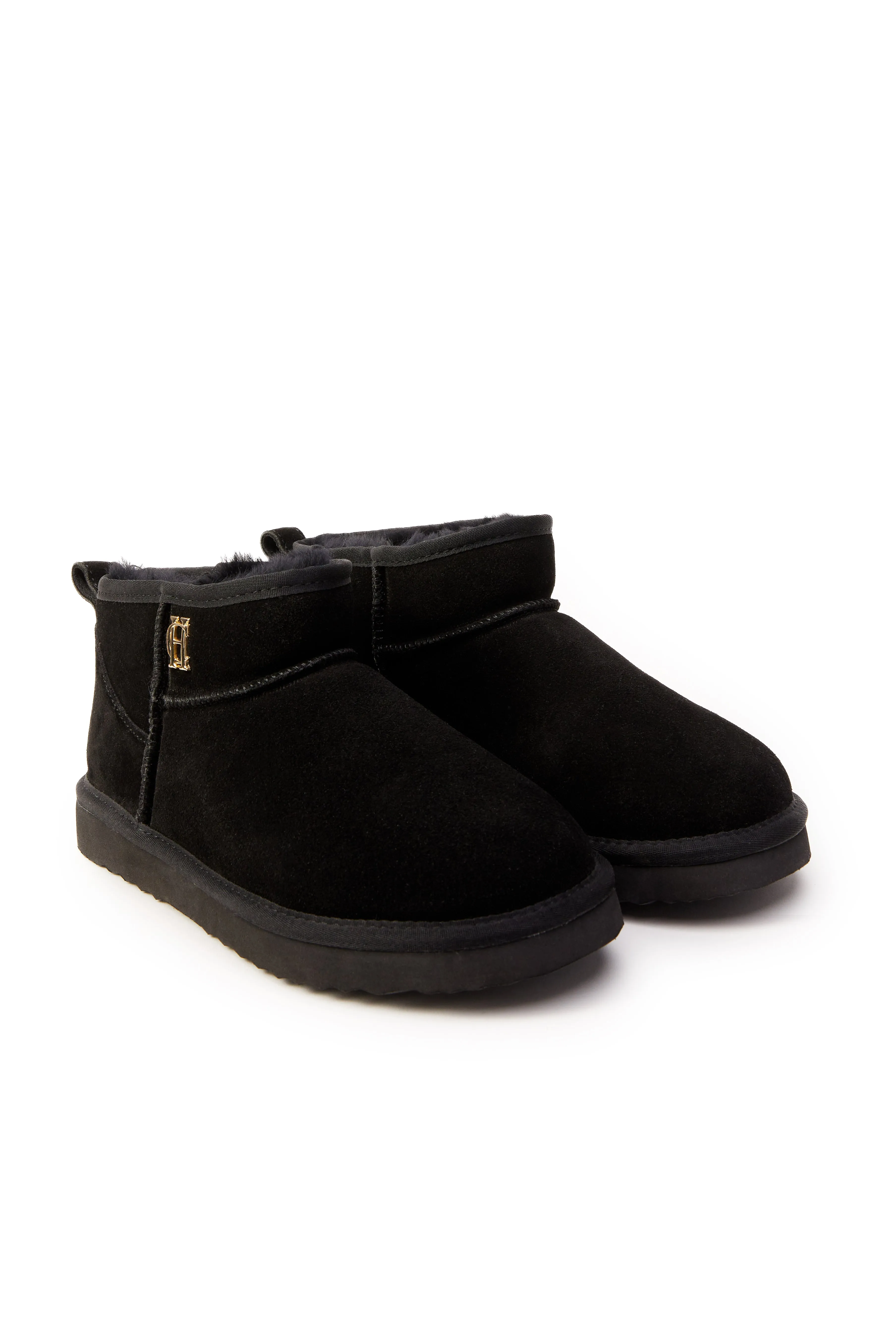 Holland Cooper Ultra Mini Shearling Boot in Black