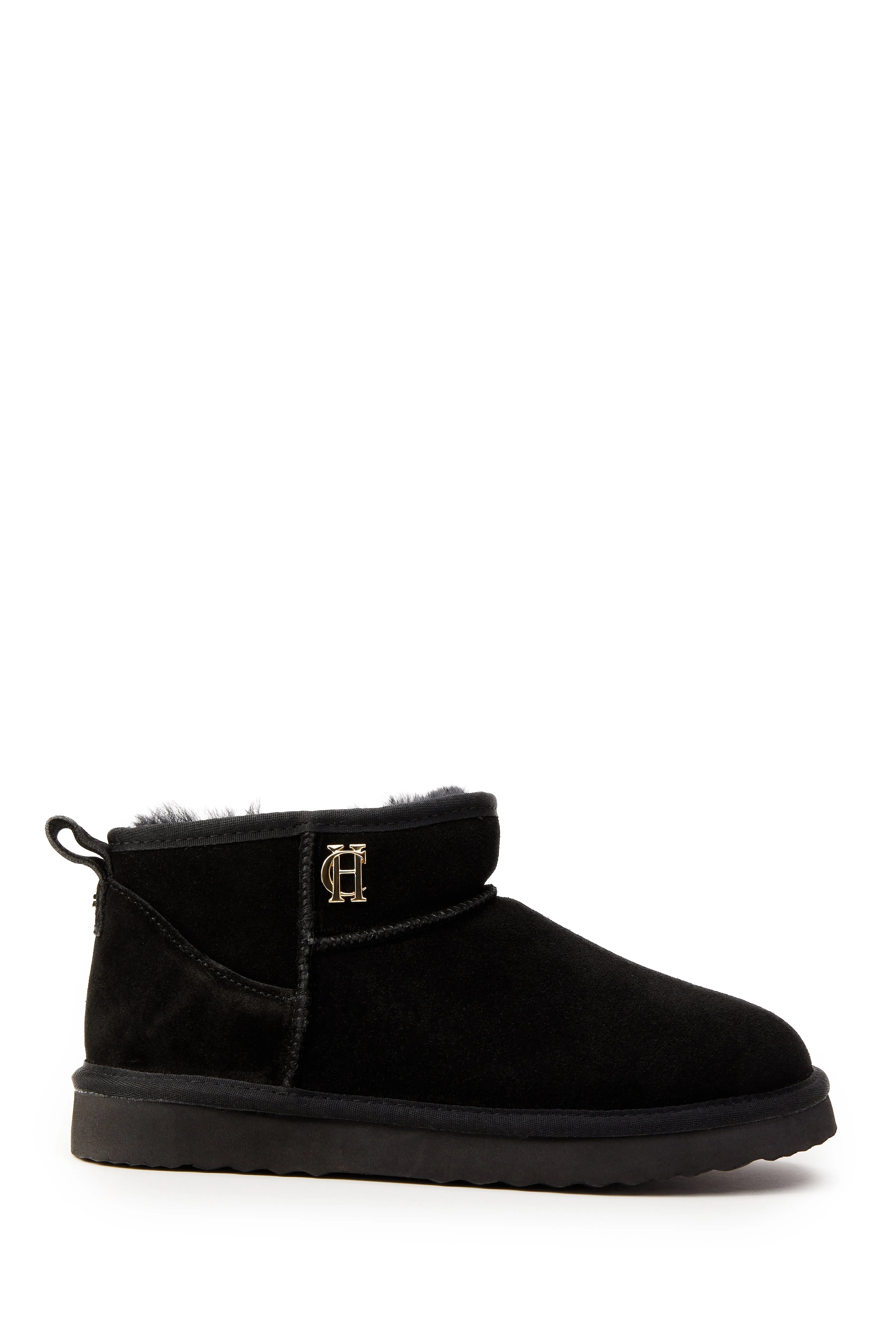 Holland Cooper Ultra Mini Shearling Boot in Black