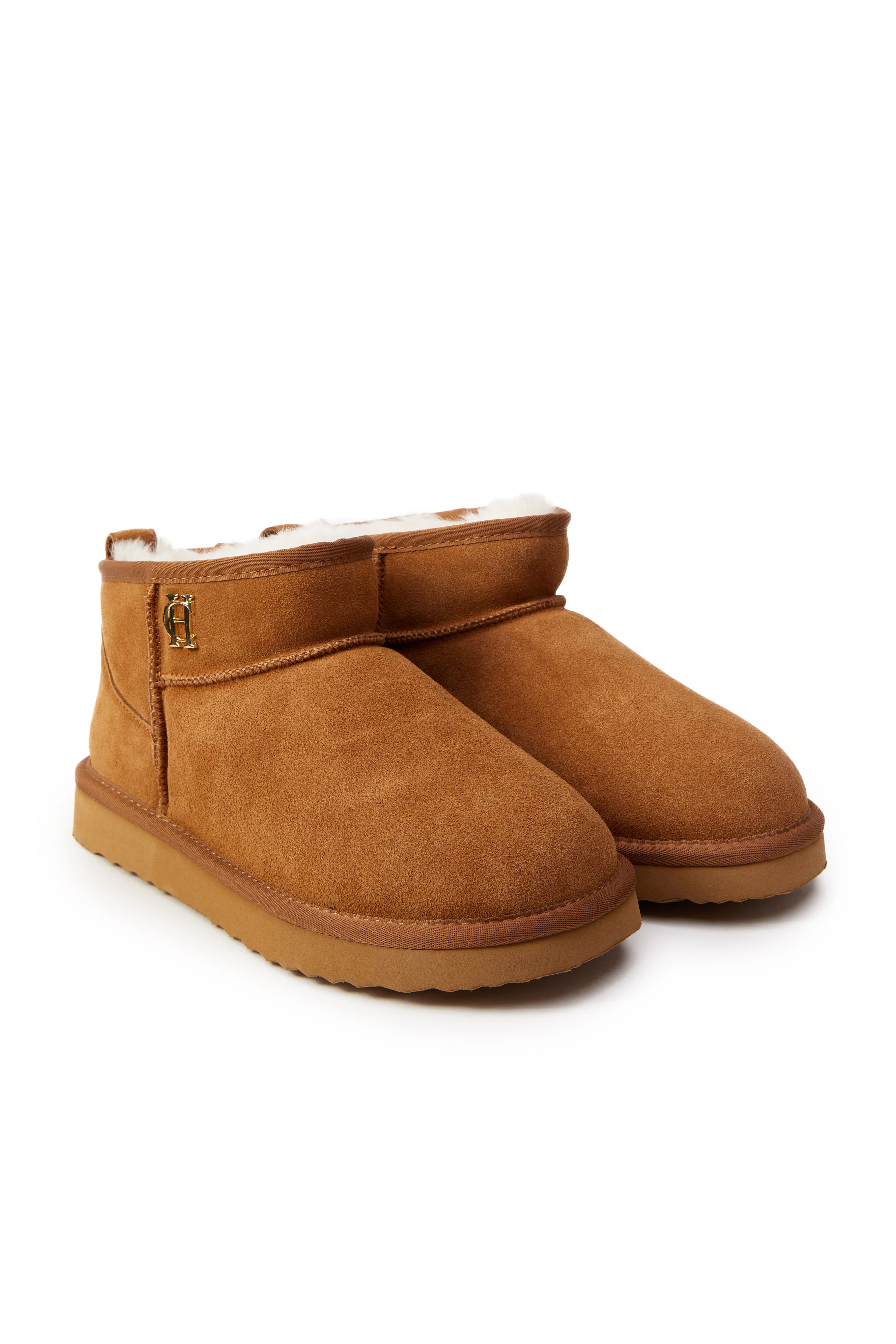 Holland Cooper Ultra Mini Shearling Boot in Tan