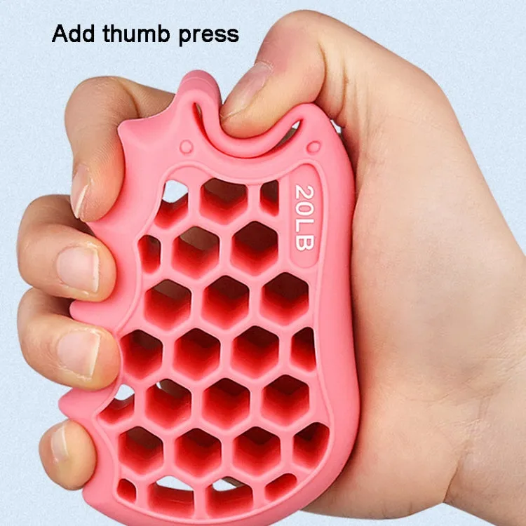 Honeycomb Elastic Finger Exerciser Hand Grip Strengthener Training Grip Ring 20LB Pink