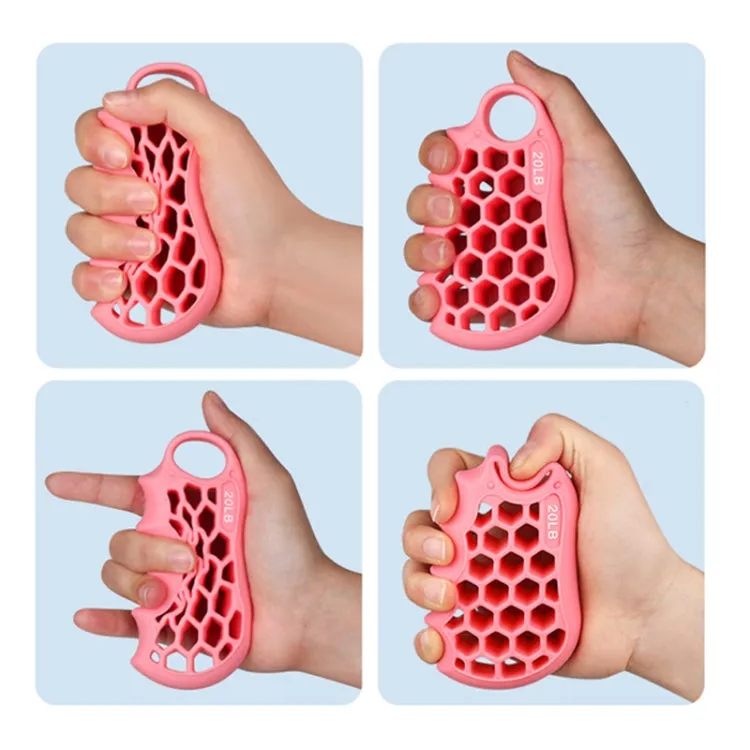 Honeycomb Elastic Finger Exerciser Hand Grip Strengthener Training Grip Ring 20LB Pink