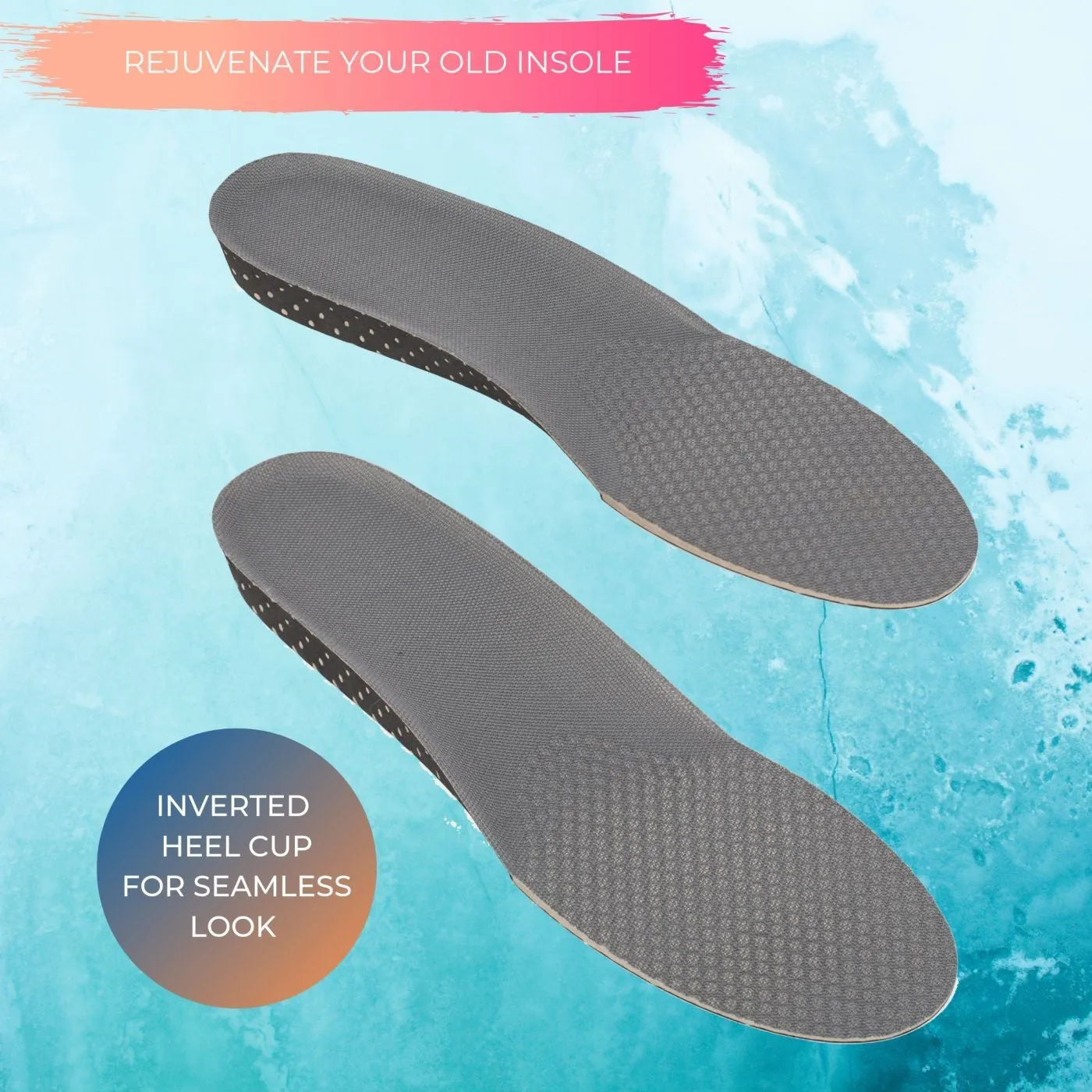 IK304 - Men Mid Sole Arch Support Massaging Height Increase Insoles - 2 CM | 0.8 INCH Taller