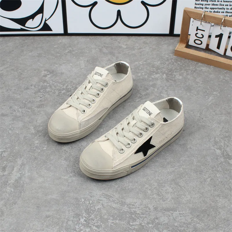 ikearlax South Korea Dongdaemun Distressed Canvas Dirty Shoes Female  Summer New XINGX Casual Flat Skateboard Shoes Golden Goose Shoes