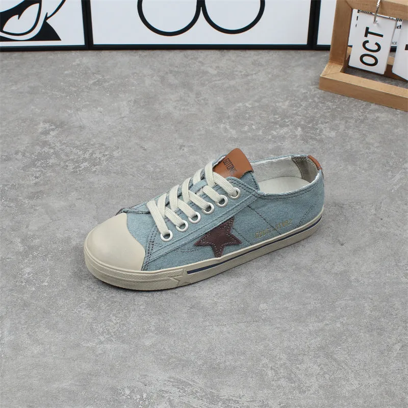 ikearlax South Korea Dongdaemun Distressed Canvas Dirty Shoes Female  Summer New XINGX Casual Flat Skateboard Shoes Golden Goose Shoes