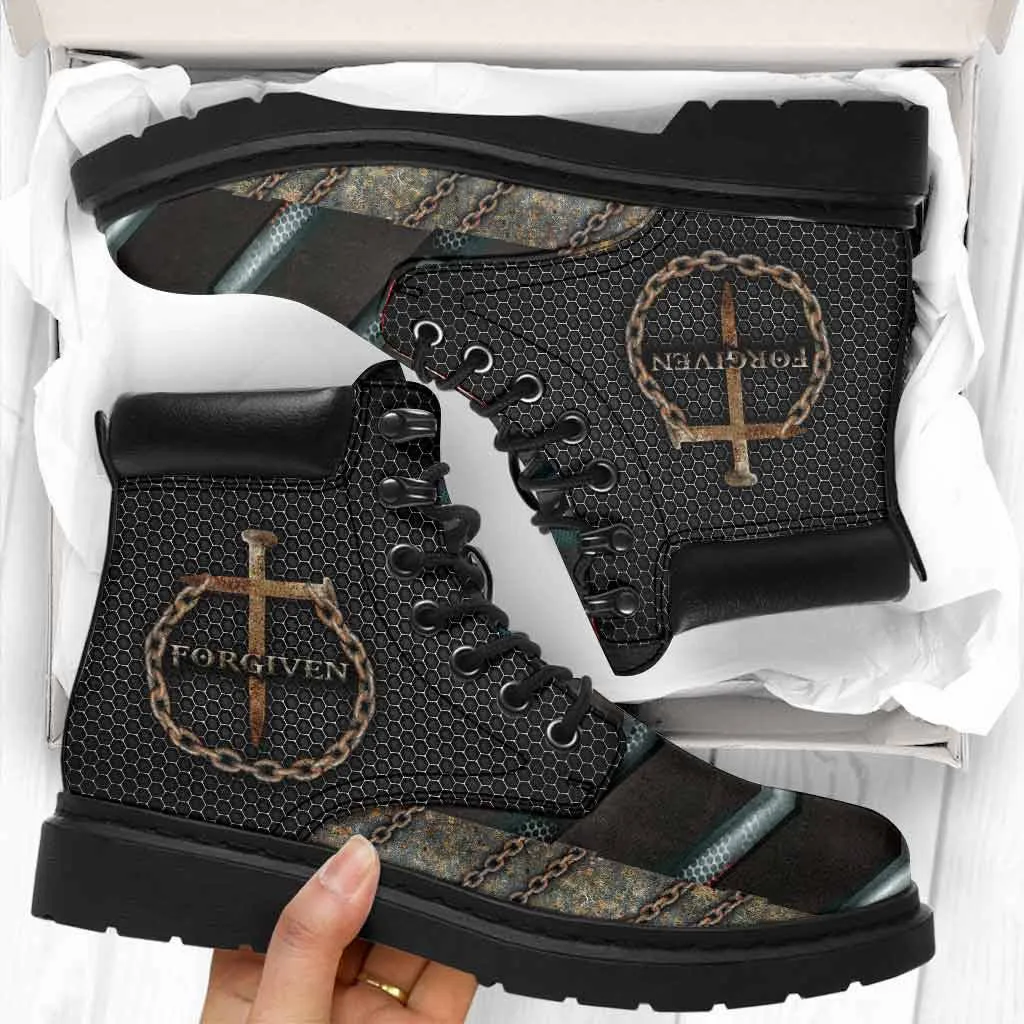 Jesus Forgiven Leather Boots 2 - Christian Shoes For Men And Women