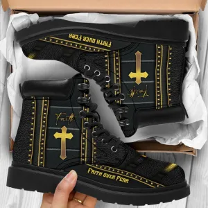 Jesus Leather Black Boots 2 - Christian Shoes For Men And Women