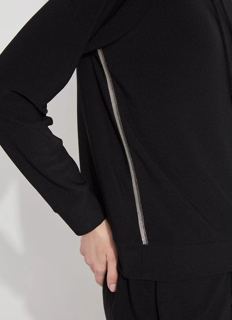 Julia Stretch Crepe Hoodie | Black