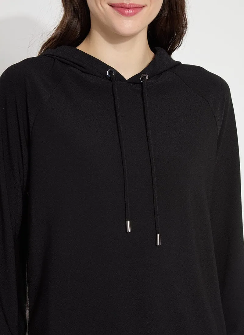 Julia Stretch Crepe Hoodie | Black