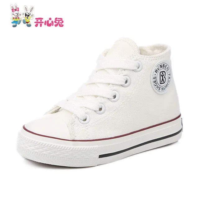 Kids shoes for girl children canvas shoes boys sneakers 2017 Spring autumn girls shoes White High Solid fashion Children shoes