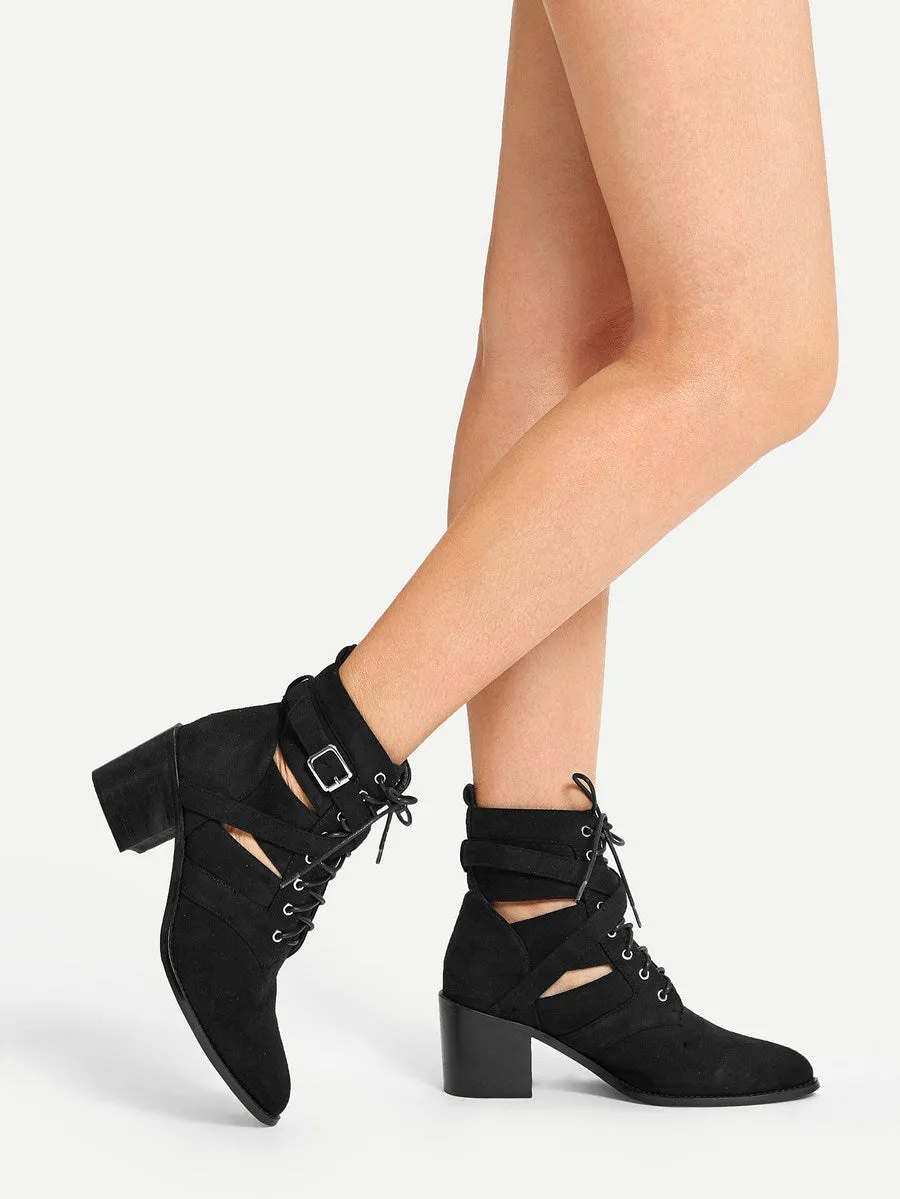 Lace-Up Suede Boots