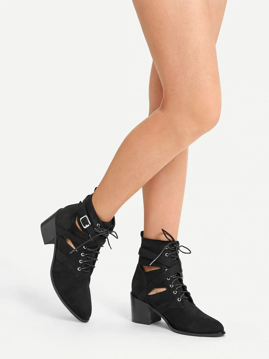 Lace-Up Suede Boots