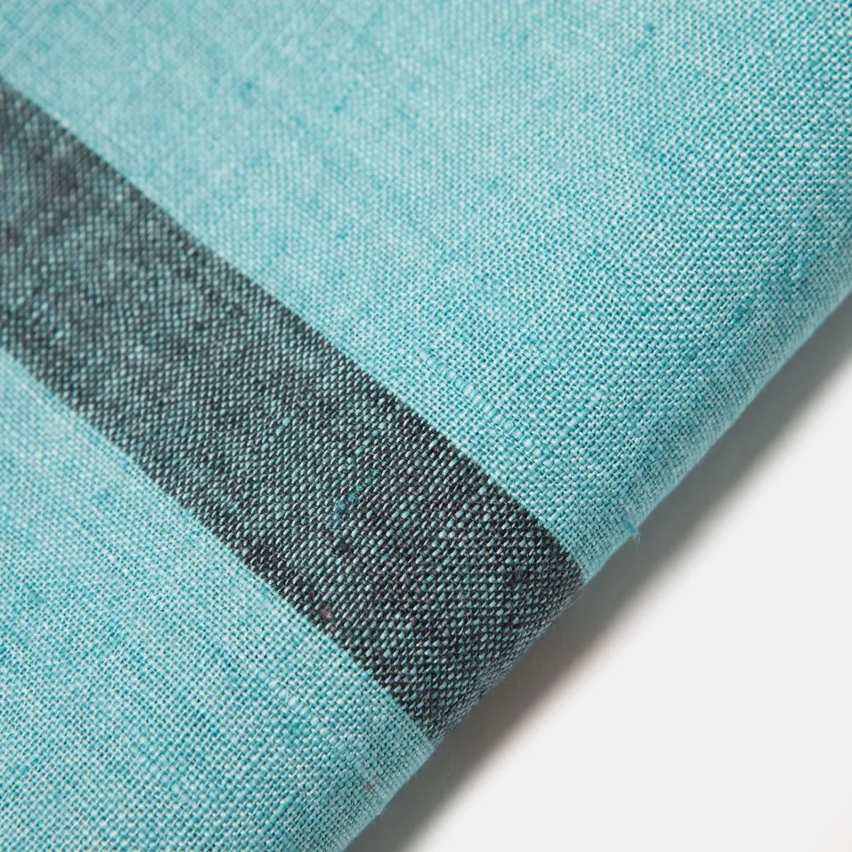 Laundered Linen Kitchen Towels Aqua & Charcoal, Set of 2