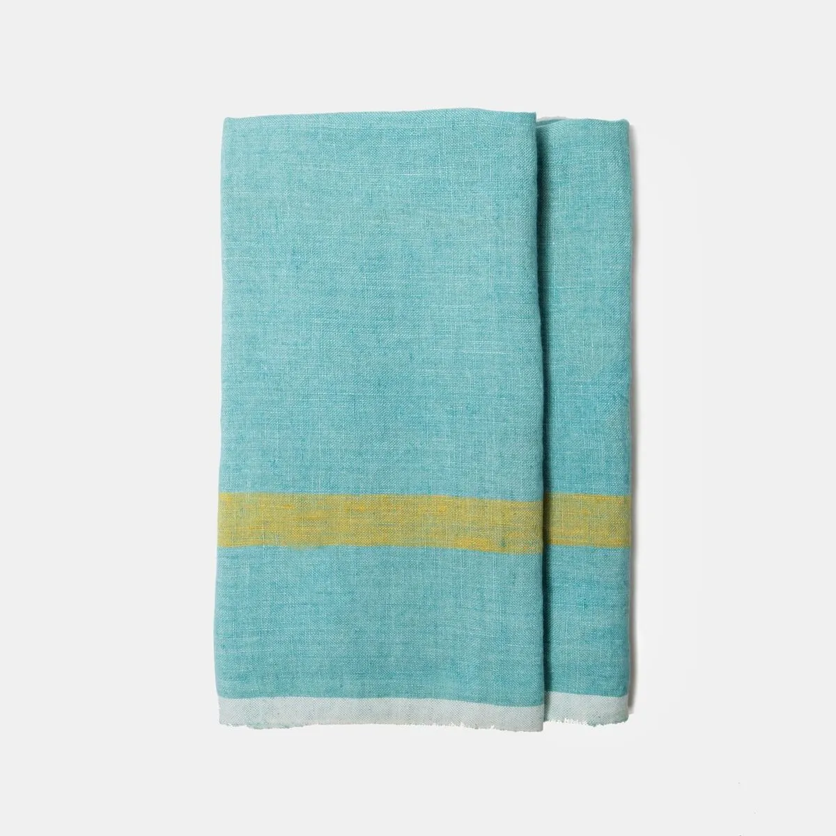 Laundered Linen Kitchen Towels Aqua & Lime, Set of 2