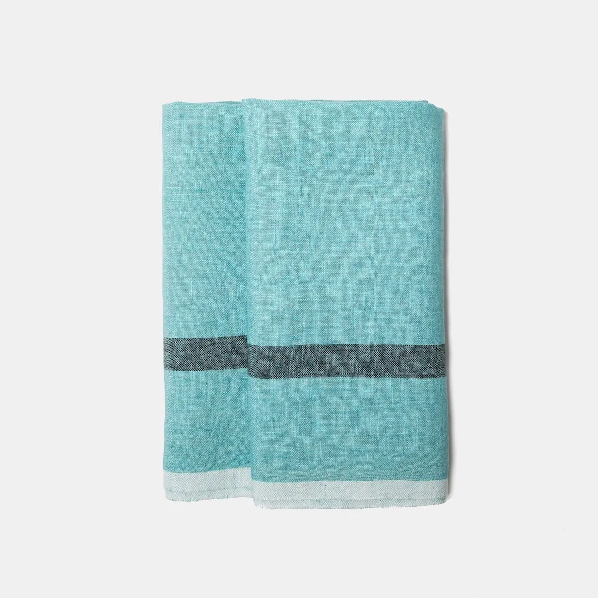 Laundered Linen Napkins Aqua & Charcoal, Set of 4