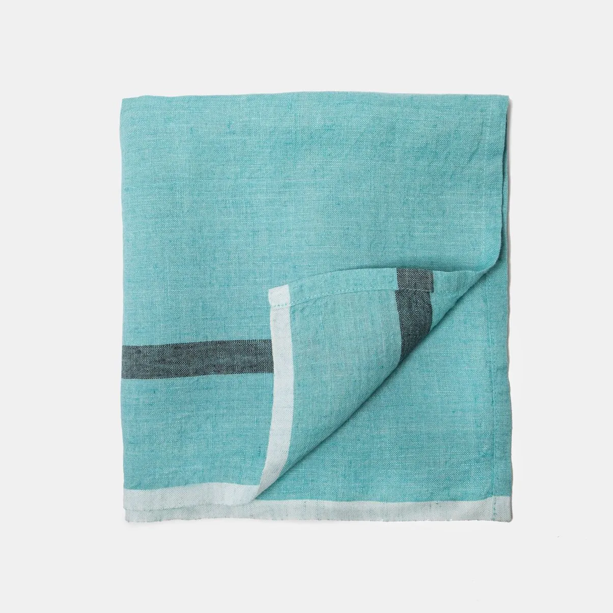 Laundered Linen Napkins Aqua & Charcoal, Set of 4