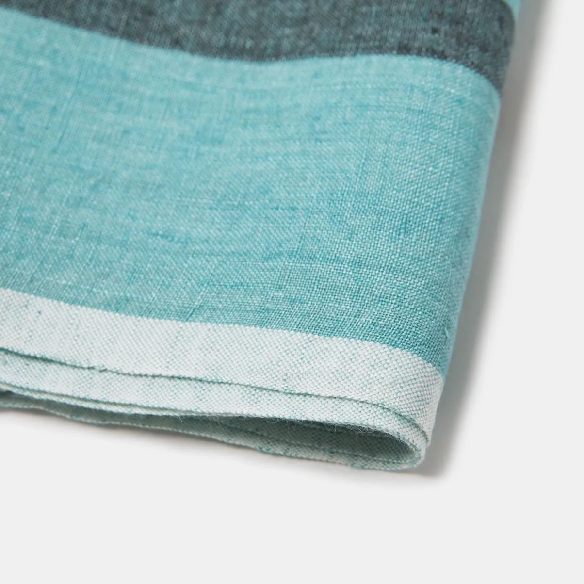 Laundered Linen Napkins Aqua & Charcoal, Set of 4