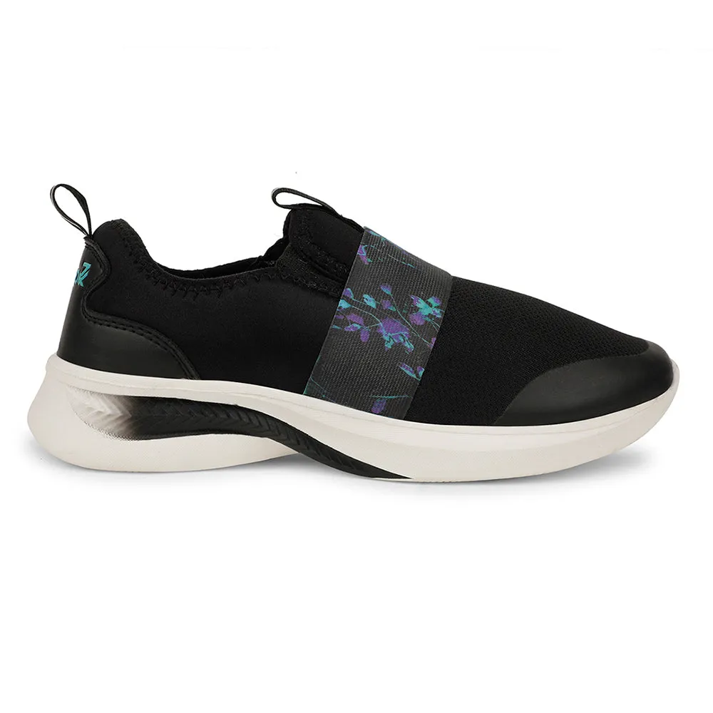 Leap7x Sports Black Walking Shoes For Women FLOWRIA By Liberty