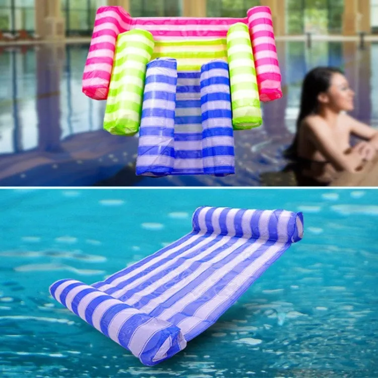 Leisure Water Floating Bed Hammock Inflatable Floating Row Entertainment Lounge Chair(Green And White Stripes)