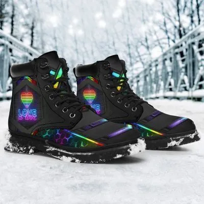 Lgbt Love Is Love Hexagon Season Leather Boots - Christian Shoes For Men And Women