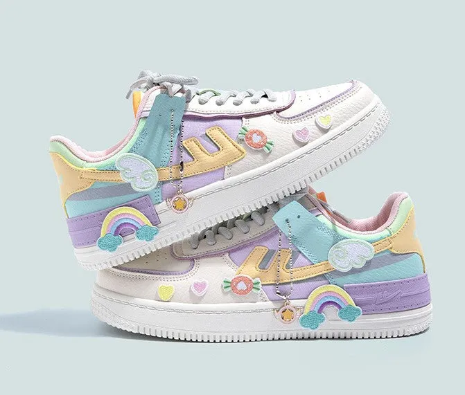 Macaron Candy Rainbow Stickers Purple Sneakers Sports Running Shoes